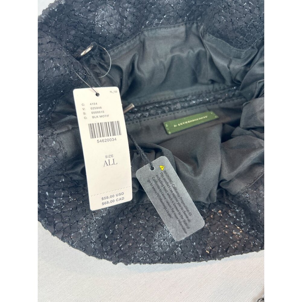 Anthropologie Jory Metallic Chain Clutch Ruffle Black Evening - Picture 6 of 11